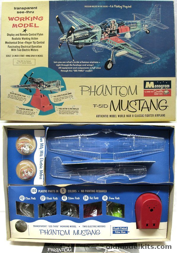 Monogram 1/32 Phantom Mustang F-51D (P-51) See-Thru Working Model, PA67-498 plastic model kit